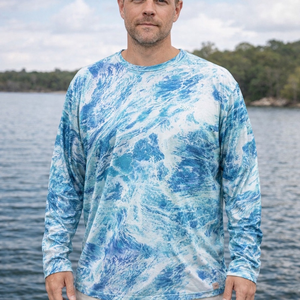 Magellan Outdoors Reversible Long Sleeve Shirt Mens 2XL Ocean Wave Print